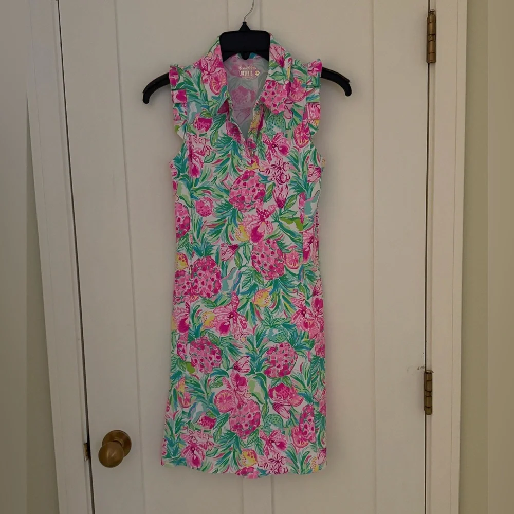 NEW! Lilly Pulitzer Silvia Mini Dress Pinky Green with Shorts Size XXS - Picture 7 of 11